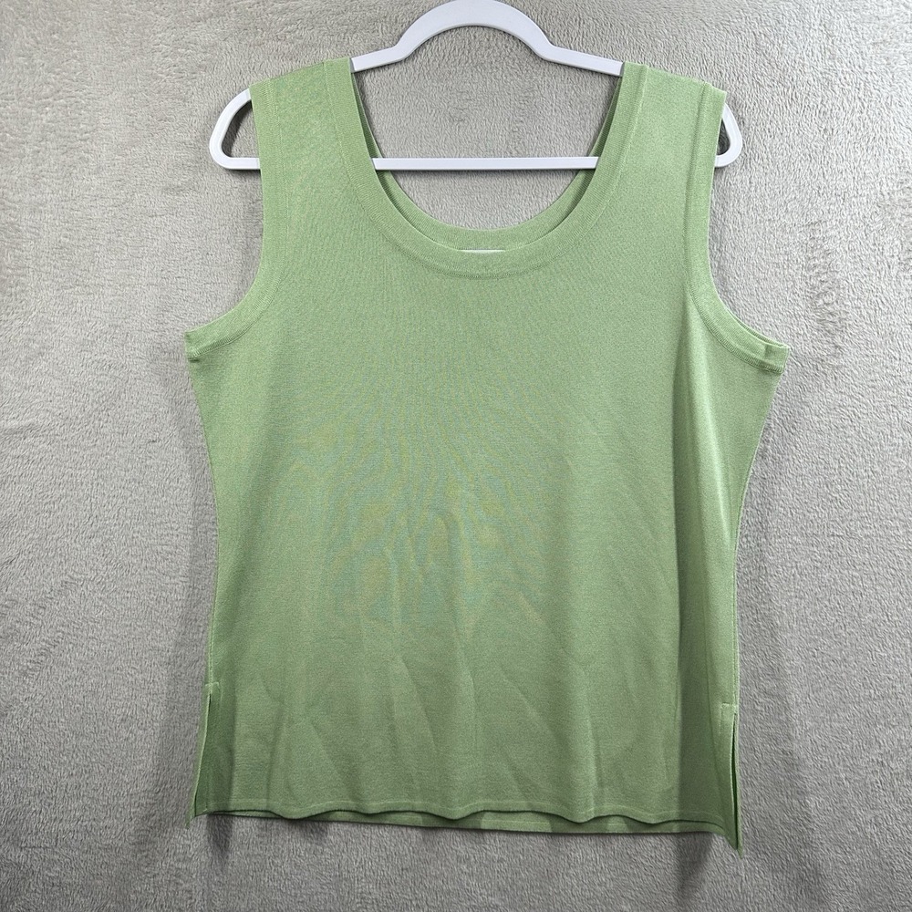 Exclusively Misook Top Women's L Tank Shell Sleeveless Top Pale Green‎ Acrylic
